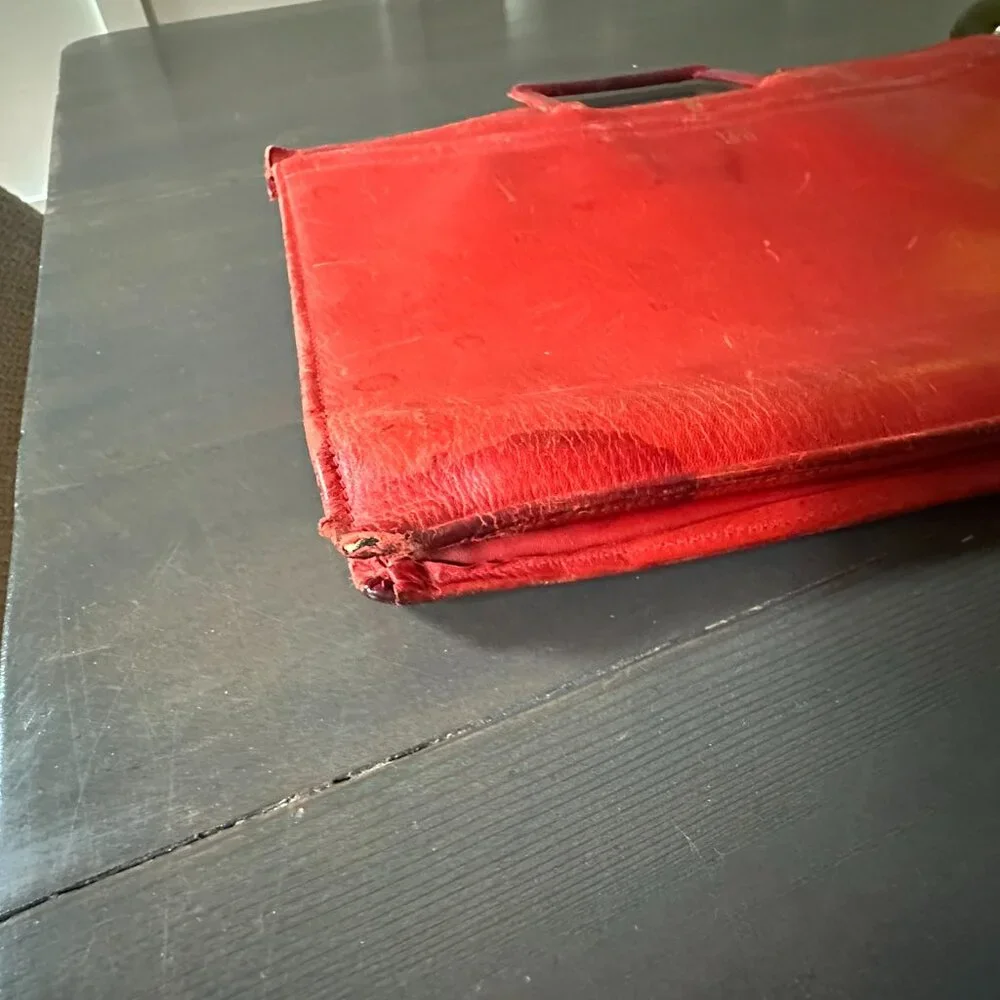 👜 Vintage Mark Cross Red Leather Briefcase / Laptop Bag